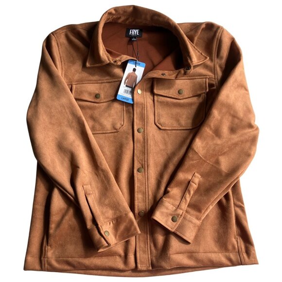 NWT Frye Men's Faux Suede Brown Jacket Coat Size Large - Picture 1 of 4
